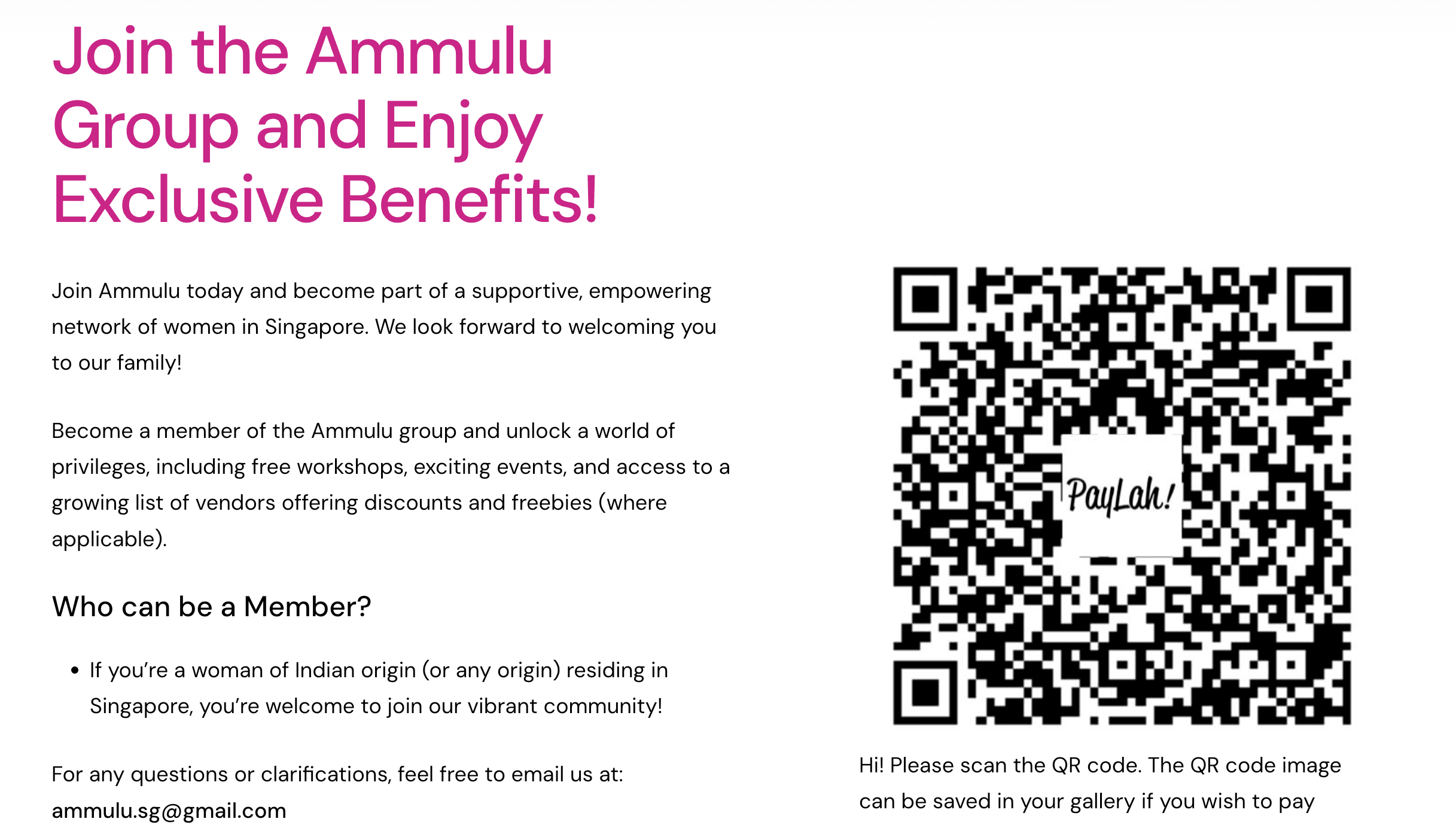 PayLah QR code for Ammulu membership